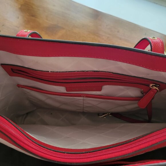 Michael Kors Red Saffiano Leather Tote - Picture 7 of 9